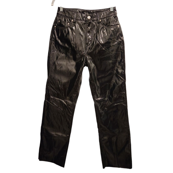 Vero Moda Denim Black Faux Leather Latex High Rise Pant Size 26 - 13.5" Waist - Picture 1 of 10